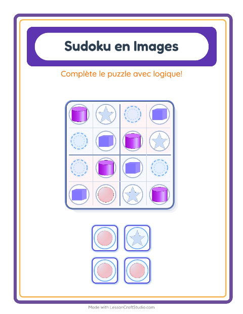 Aperçu de la fiche Sudoku Illustré avec Formes pour École maternelle (grande section, 5-7 ans)
