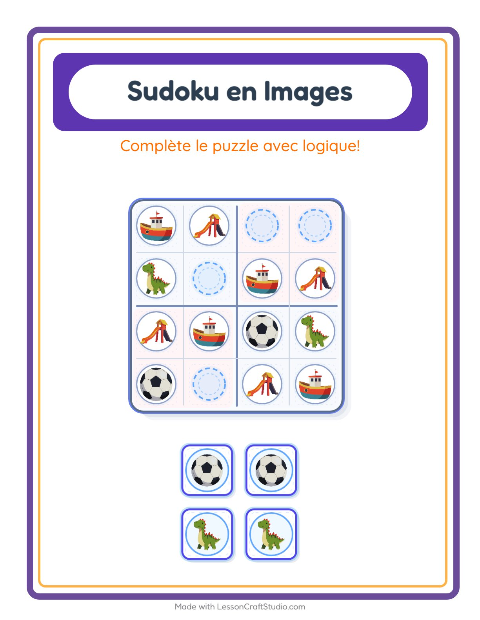 Aperçu de la fiche Sudoku Illustré avec Jouets pour École maternelle (grande section, 5-7 ans)
