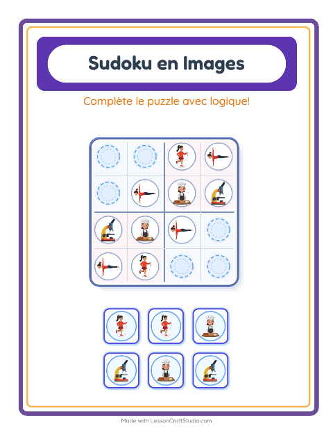 Aperçu de la fiche Sudoku Illustré avec Activités pour École maternelle (grande section, 5-7 ans)