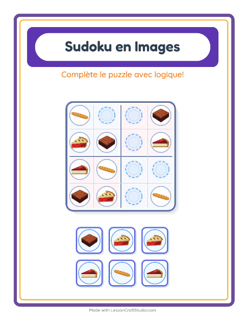 Aperçu de la fiche Sudoku Illustré avec Boulangerie pour École maternelle (grande section, 5-7 ans)