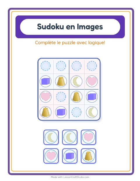 Aperçu de la fiche Sudoku Illustré avec Formes pour École maternelle (grande section, 5-7 ans)