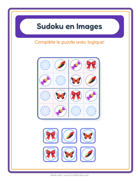 Aperçu de la fiche Sudoku Illustré avec Pâques pour École maternelle (grande section, 5-7 ans)