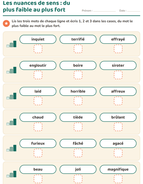 Aperçu de la fiche Les synonymes pour CP (cours préparatoire)