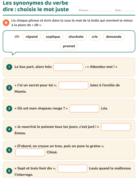 Les synonymes du verbe dire : choisis le mot juste
