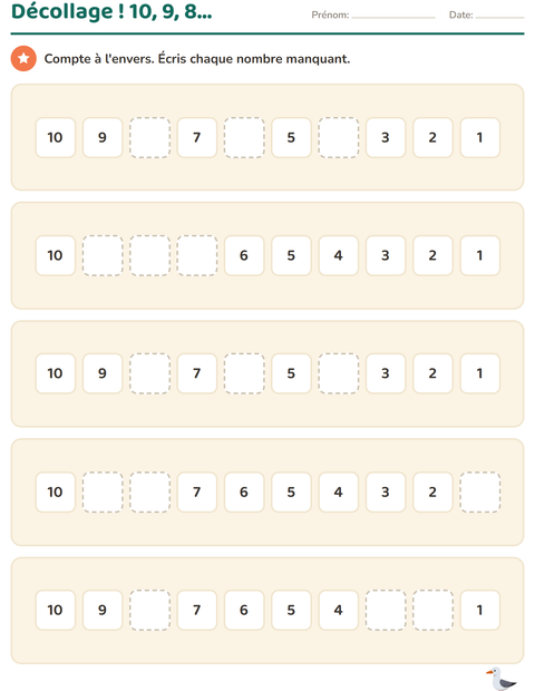 Tableau des nombres en maternelle — 2