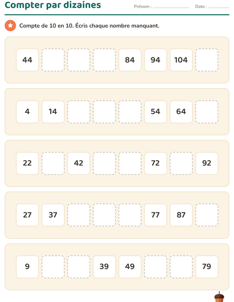Aperçu de la fiche Tableau des nombres avec Action de grâce pour CP (cours préparatoire)