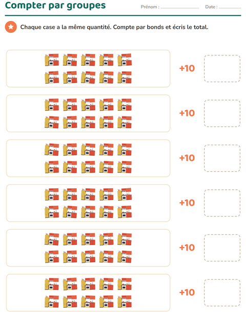 Aperçu de la fiche Tableau des nombres avec Autour de la maison pour CP (cours préparatoire)