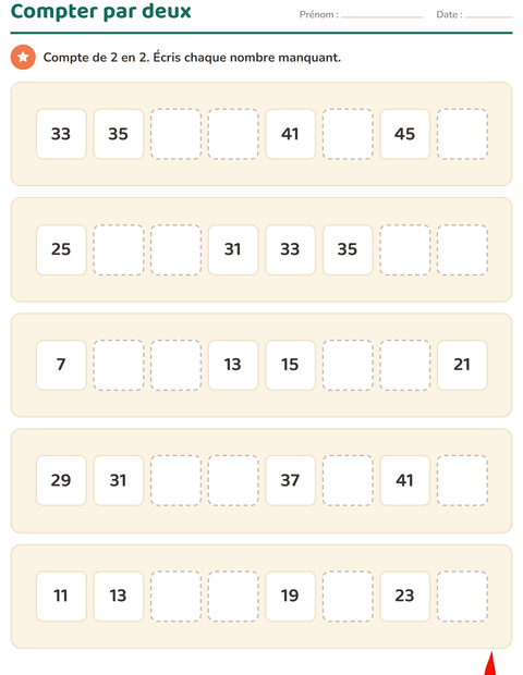 Aperçu de la fiche Tableau des nombres avec Couleurs pour CP (cours préparatoire)