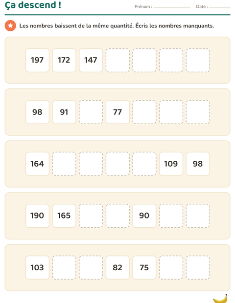 Aperçu de la fiche Tableau des nombres avec Petit-déjeuner pour CE2 (cours élémentaire 2)