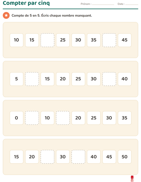 Aperçu de la fiche Tableau des nombres avec Accessoires pour CP (cours préparatoire)