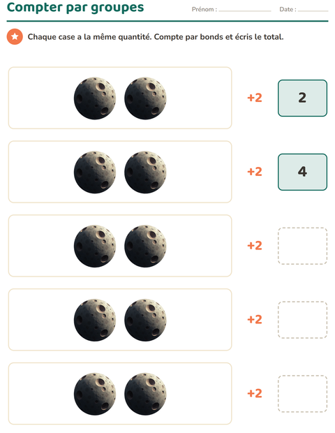 Aperçu de la fiche Tableau des nombres avec Espace pour CP (cours préparatoire)