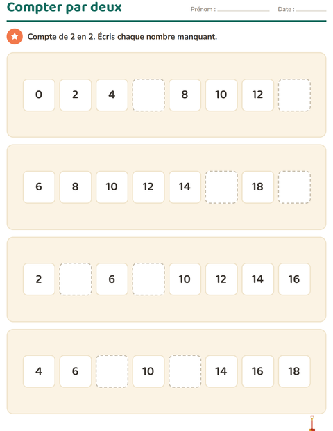 Aperçu de la fiche Tableau des nombres avec Été pour CP (cours préparatoire)