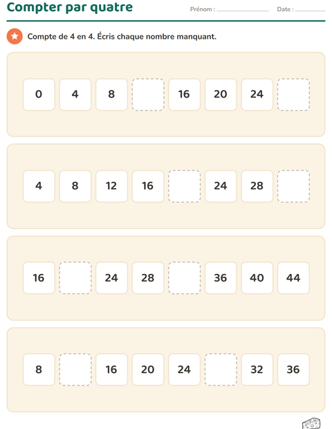 Aperçu de la fiche Tableau des nombres avec Nourriture NB pour CE1 (cours élémentaire 1)