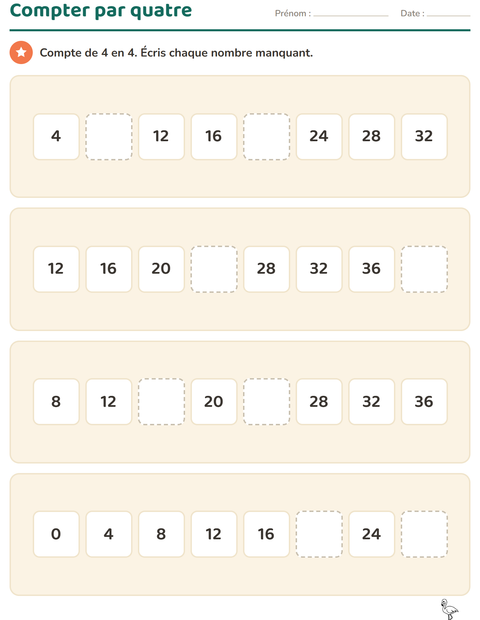 Aperçu de la fiche Tableau des nombres avec Oiseaux N&B 2 pour CE1 (cours élémentaire 1)