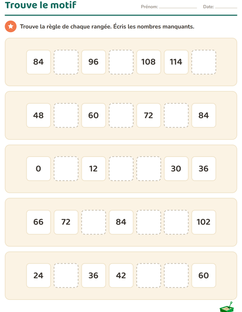 Suites numériques au CE2 — 5