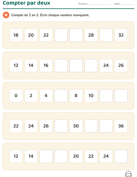 Aperçu de la fiche Tableau des nombres avec Sports NB pour CP (cours préparatoire)