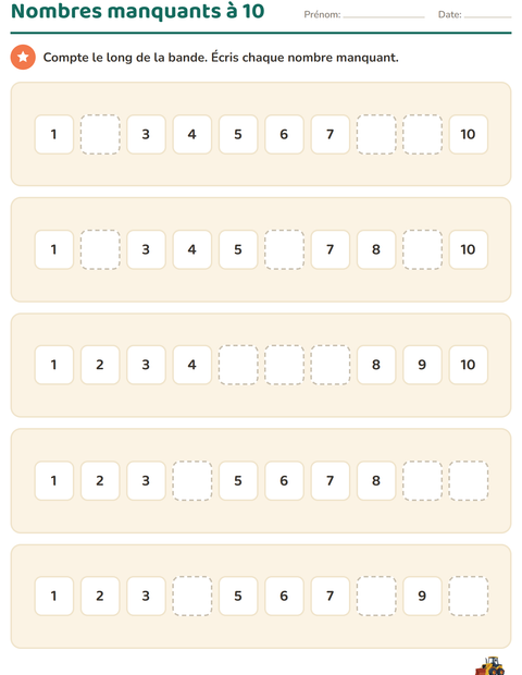 Aperçu de la fiche Tableau des nombres avec Véhicules pour École maternelle (grande section, 5-7 ans)