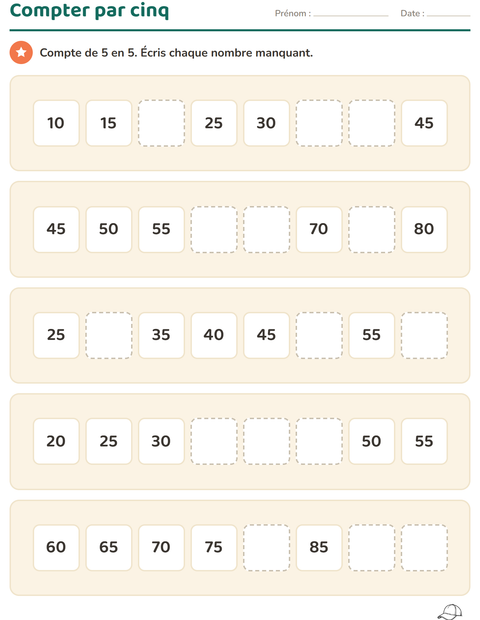 Aperçu de la fiche Tableau des nombres avec Vêtements NB pour CP (cours préparatoire)