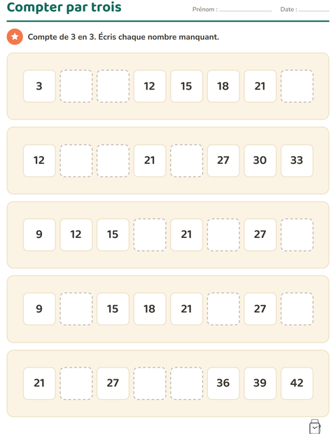 Aperçu de la fiche Tableau des nombres avec Vêtements NB pour CE1 (cours élémentaire 1)