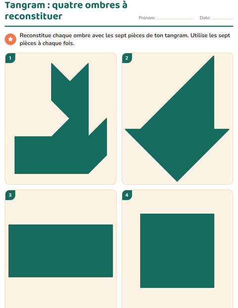 Tangram : quatre ombres à reconstituer