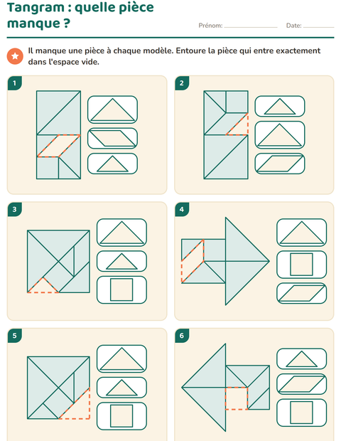 Aperçu de la fiche Tangram pour CP (cours préparatoire)