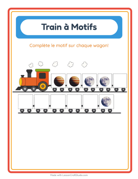 Aperçu de la fiche Train De Modèles avec Espace pour École maternelle (grande section, 5-7 ans)