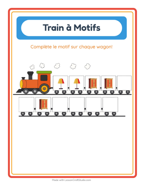 Aperçu de la fiche Train De Modèles avec Meubles pour École maternelle (grande section, 5-7 ans)