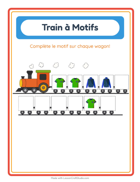 Aperçu de la fiche Train De Modèles avec Vêtements pour École maternelle (grande section, 5-7 ans)