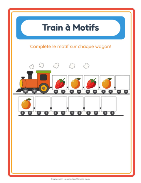 Aperçu de la fiche Train De Modèles avec Petit-déjeuner pour École maternelle (grande section, 5-7 ans)