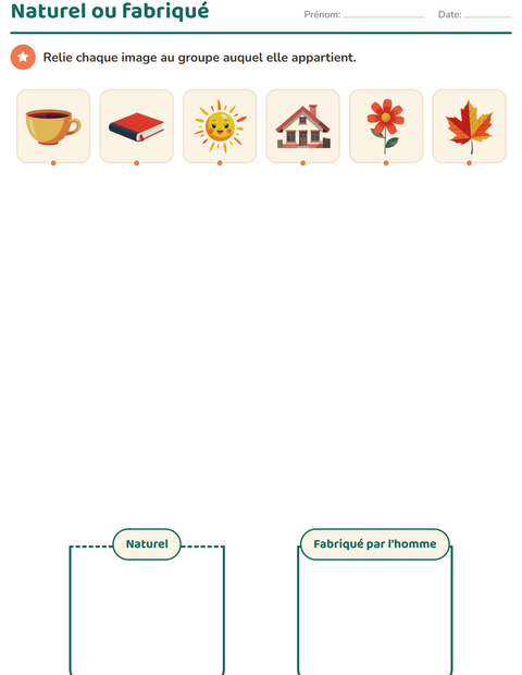 Aperçu de la fiche Tri en sciences pour École maternelle (grande section, 5-7 ans)