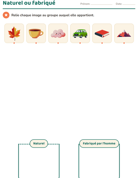 Aperçu de la fiche Tri en sciences pour École maternelle (grande section, 5-7 ans)