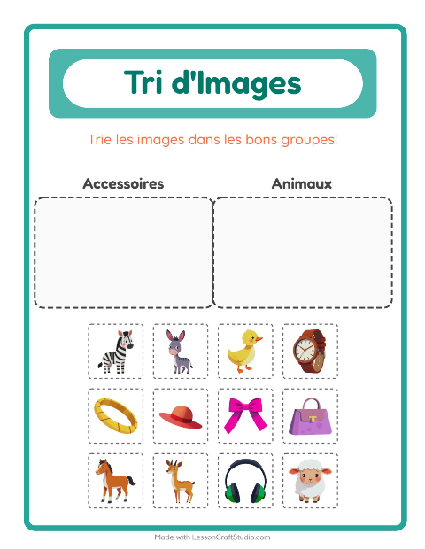 Aperçu de la fiche Trier Les Images pour École maternelle (grande section, 5-7 ans)