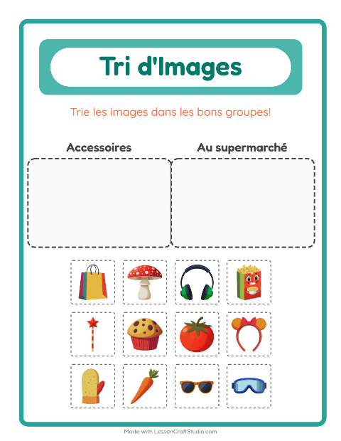 Aperçu de la fiche Trier Les Images pour École maternelle (grande section, 5-7 ans)