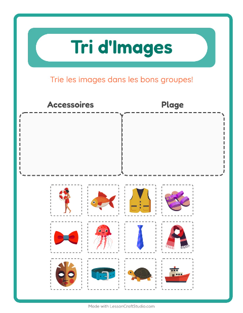 Aperçu de la fiche Trier Les Images pour École maternelle (grande section, 5-7 ans)