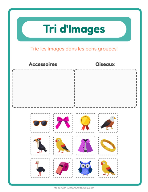 Aperçu de la fiche Trier Les Images pour École maternelle (grande section, 5-7 ans)