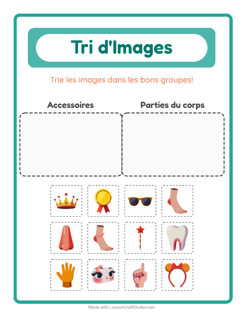 Aperçu de la fiche Trier Les Images pour École maternelle (grande section, 5-7 ans)