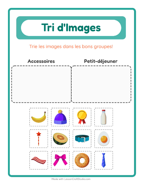 Aperçu de la fiche Trier Les Images pour École maternelle (grande section, 5-7 ans)