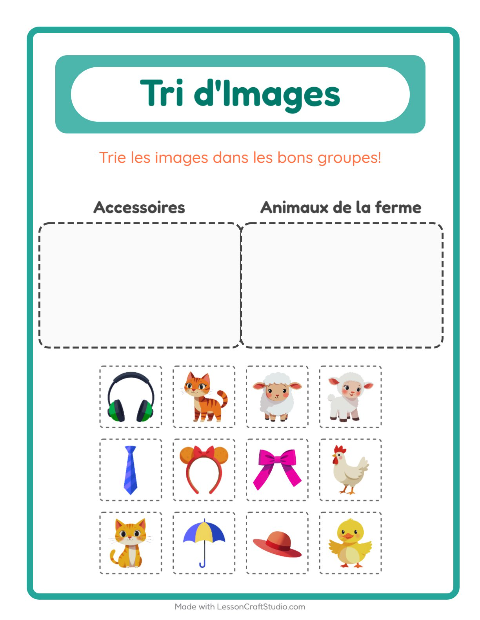 Aperçu de la fiche Trier Les Images pour École maternelle (grande section, 5-7 ans)