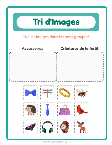 Aperçu de la fiche Trier Les Images pour École maternelle (grande section, 5-7 ans)