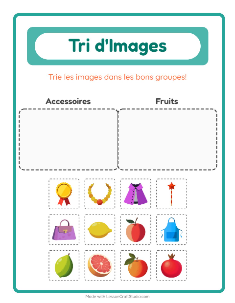 Aperçu de la fiche Trier Les Images pour École maternelle (grande section, 5-7 ans)