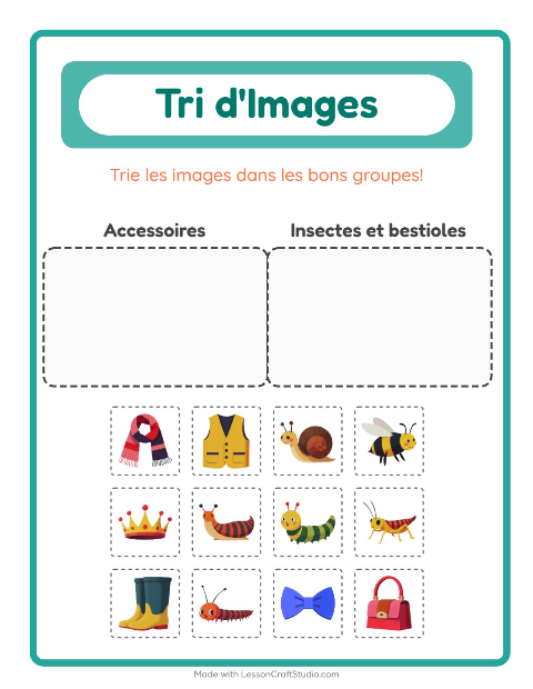 Aperçu de la fiche Trier Les Images pour École maternelle (grande section, 5-7 ans)