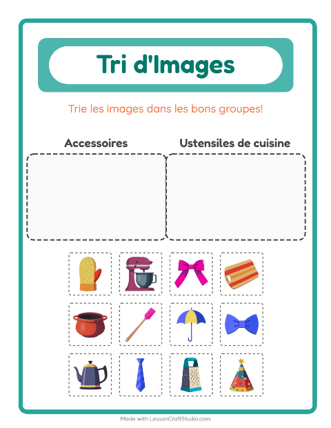 Aperçu de la fiche Trier Les Images pour École maternelle (grande section, 5-7 ans)