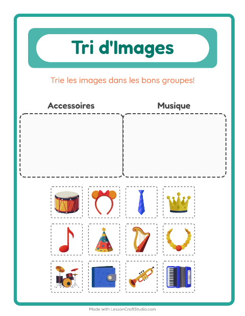 Aperçu de la fiche Trier Les Images pour École maternelle (grande section, 5-7 ans)