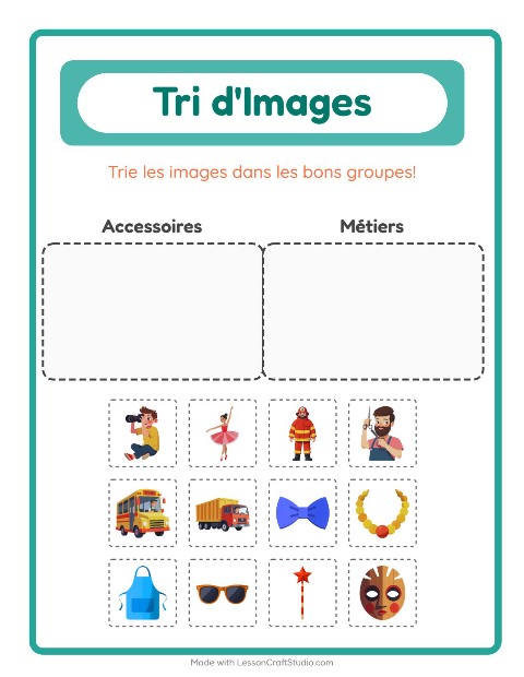 Aperçu de la fiche Trier Les Images pour École maternelle (grande section, 5-7 ans)