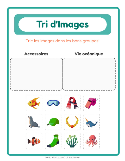Aperçu de la fiche Trier Les Images pour École maternelle (grande section, 5-7 ans)