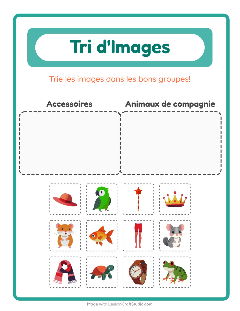 Aperçu de la fiche Trier Les Images pour École maternelle (grande section, 5-7 ans)