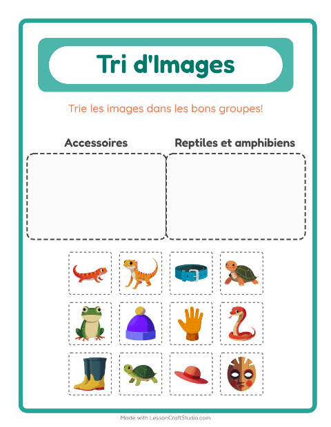 Aperçu de la fiche Trier Les Images pour École maternelle (grande section, 5-7 ans)