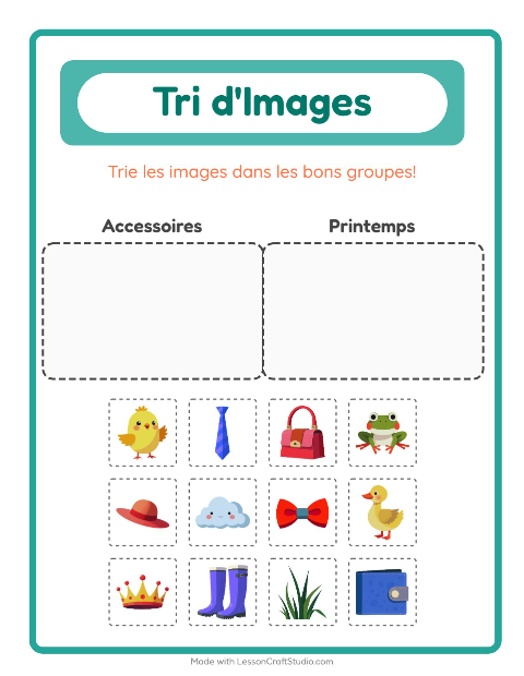 Aperçu de la fiche Trier Les Images pour École maternelle (grande section, 5-7 ans)