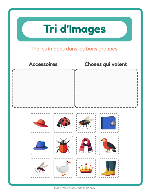 Aperçu de la fiche Trier Les Images pour École maternelle (grande section, 5-7 ans)