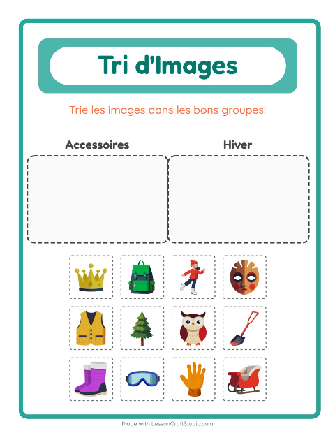 Aperçu de la fiche Trier Les Images pour École maternelle (grande section, 5-7 ans)